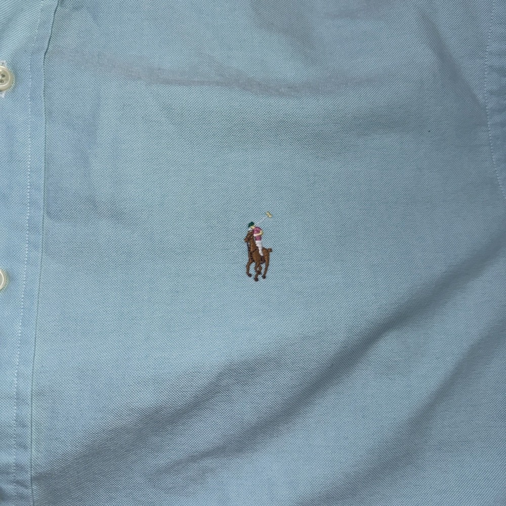 VTG Polo Ralph Lauren Custom Fit Shirt Mens Light Blue Cotton Button Down Preppy - Picture 4 of 15